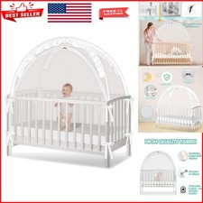 Large Pop-Up Crib Tent with Stainless Steel Support - 360-Degree Baby Protection