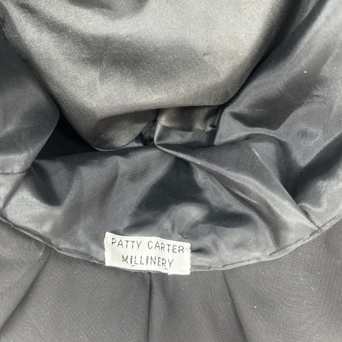 Vintage Crepe Bucket Womens Brim Hat Black Bow Draped Patty Carter Milnery View 3