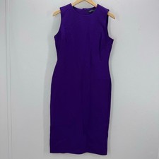 NWT Lauren Ralph Lauren Purple Sleeveless Midi Dres L Minimalist Casual Brunch
