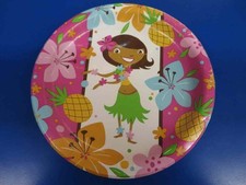 Pink Luau Fun Hula Girl Hibiscus Hawaiian Beach Theme Party 9" Dinner Plates