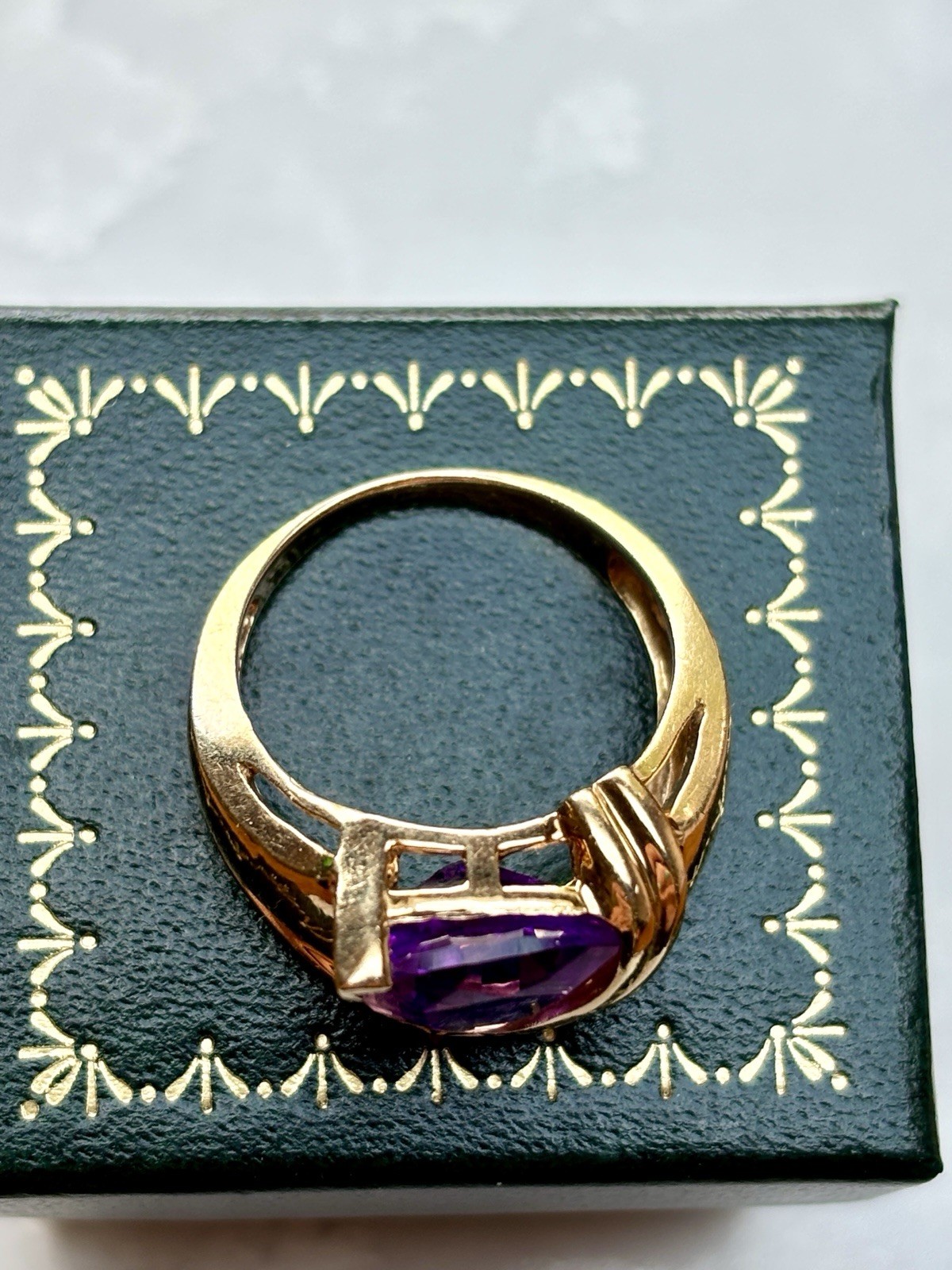 Vintage Solid 14ct Gold Amethyst Ring Large Natur… - image 8