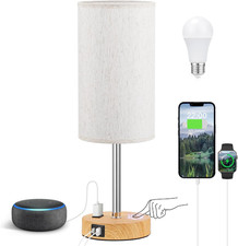 Touch Table Lamp - Cream, 3-Way Dimmable, USB a  C Charging, AC Outlet, 17.4Inc