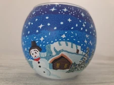 GERMANY Art Glass Snowman Votive Candle Holder LE VITRAGE KERZEN STUDIO