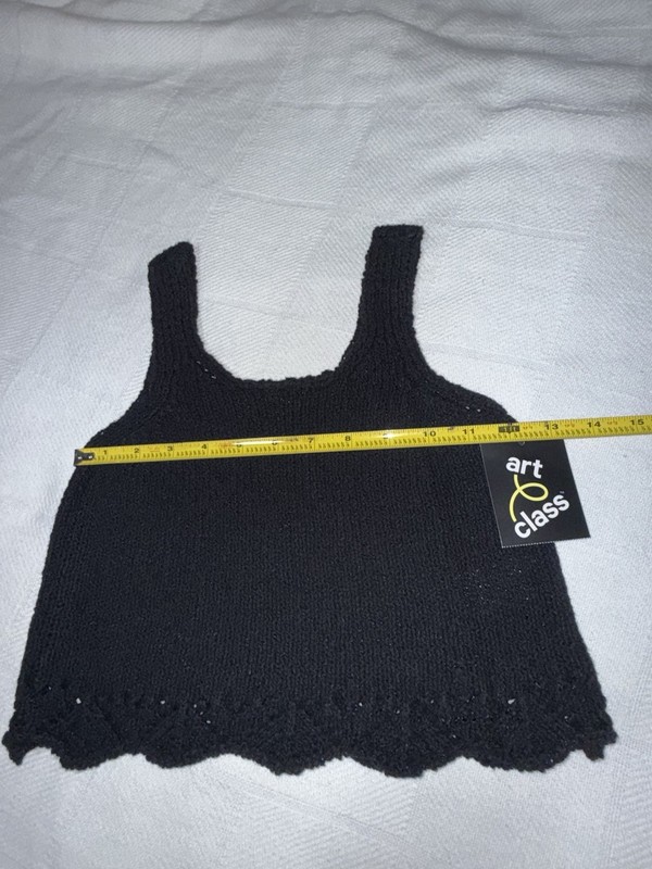 P7🎄 Girls Art Class Black Knit Cropped Cami Tank Top Small 6  To 7