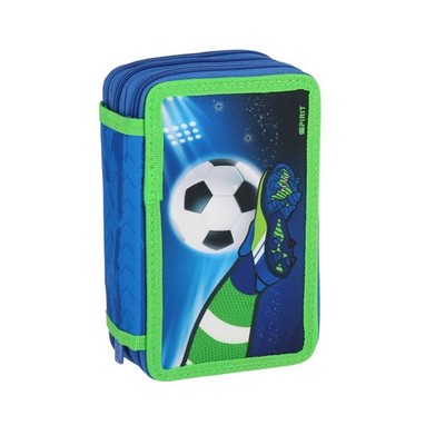 SPIRIT Feder Mäppchen 28teilig Fussball Jungen Federtasche Etui gefüllt Grün neu