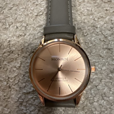 NEW Maestro Monroe Classique Womens Watch in Sunburst Solerose Grey Leather Rose