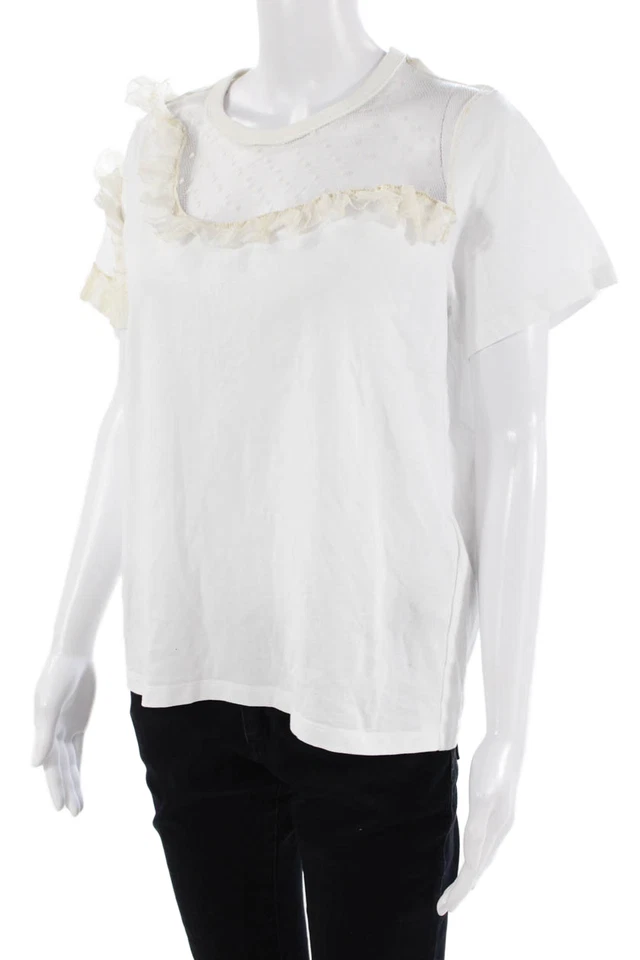 RED Valentino, Mujer Camiseta Básica Blanca Algodón Cuello Redondo Manga Corta Talla XL Foto 2 de 4