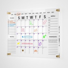 24x16 Acrylic Wall Calendar with Dry Erase Surface, Streamlined Monthly Plann...