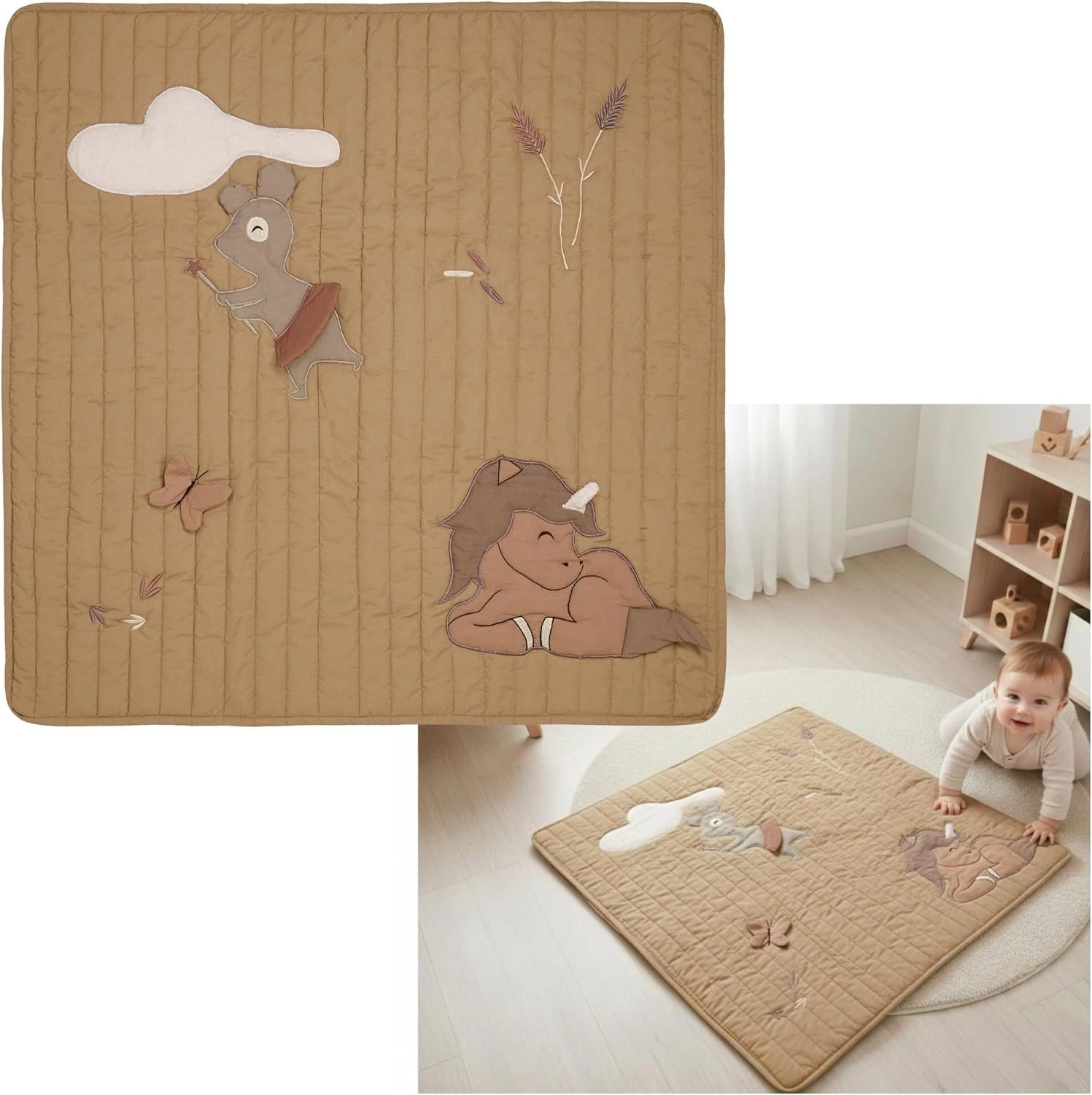 Emil Baby Activity Play Mat 110x110cm Organic Cotton Tummy Time & Crawling Mat