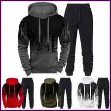 Men Autumn Winter Tracksuit Camouflage Hoodie Joggers 2 Piece Set