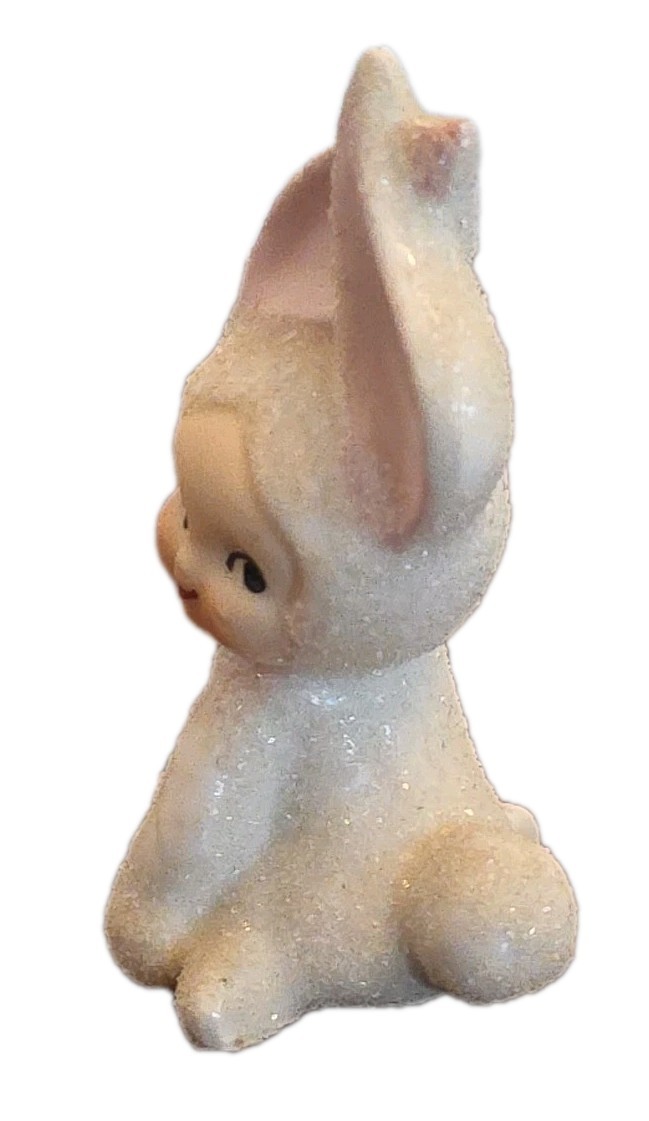 Vintage Sugar Glazed Snow Baby Bunny Rabbit Ceramic Figurines Set Of 3