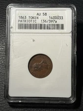 1863 Patriotic Civil War Token 136/397a Andrew Jackson Snake ANACS AU58 Soapbox