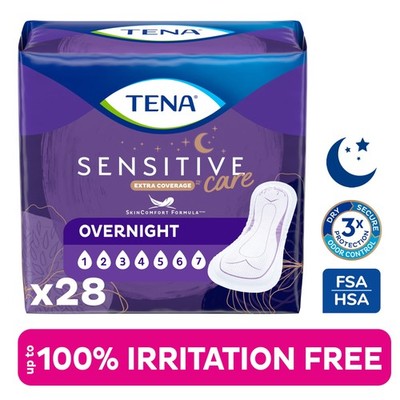 Tena Sensitive Care Extra Coverage Overnight Incontinence Pads for Women 