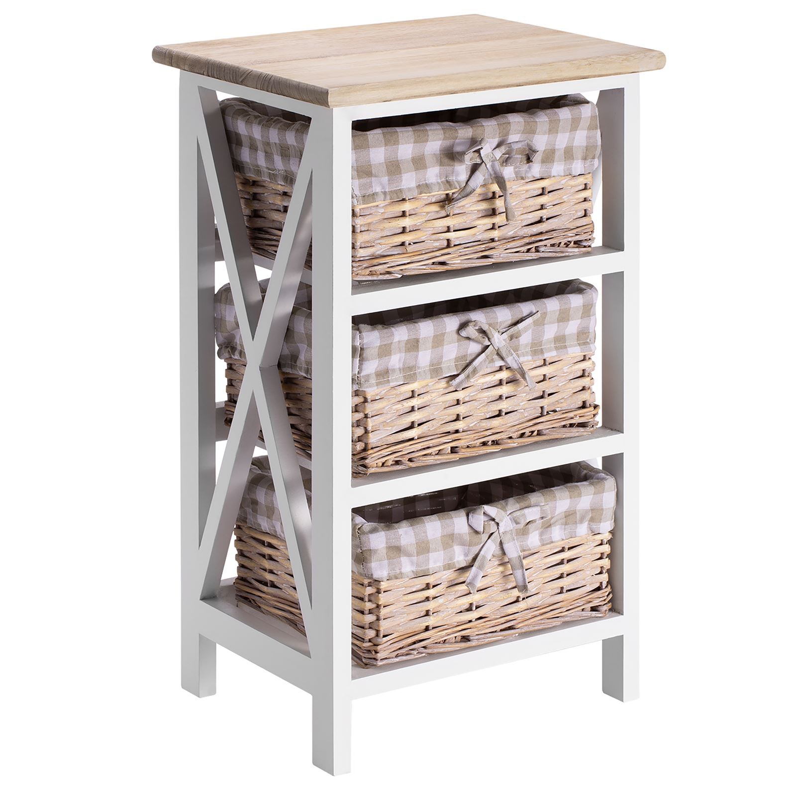 Table de chevet 3 paniers bois pour chambre sans espace