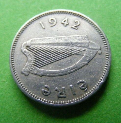 1942 Irish Three Pence Coin Old Vintage Ireland 3d Eire - Picture 2 of 8