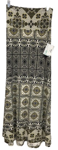 NWT 2.0 LULAROE 2XL Green Gray Cream Black Medallion Aztec Knit Maxi Skirt Dress