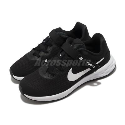 Nike Revolution Flyease NN PS Black White Kids Preschool Running