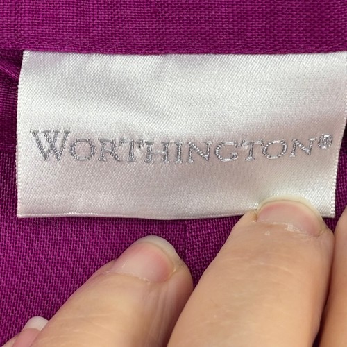 Worthington Womens 14 Fits Size 8 10 Cropped Pants Fuchsia Pink Linen Cotton - Picture 4 of 11