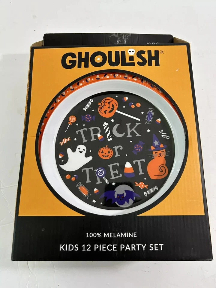 Ghoulish 100% Melamine Kids 12 Piece Party Set- Halloween Decor - Image 3 of 4