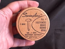 Swingline VINTAGE Brass Fasteners No. 4 Round Head Rustproof Made USA