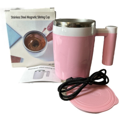 Stainless Steel Magnetic Stirring Rechargable Cup Coffee Tea Hot Chocolate NEW