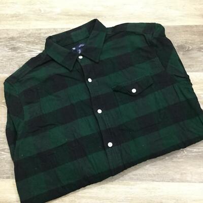 GAP Classic Fit Button Down Green Plaid 