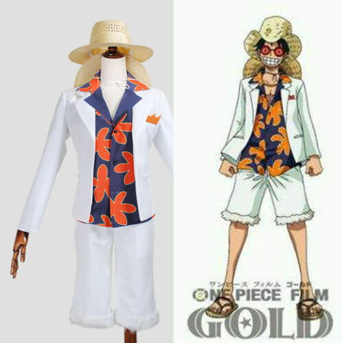 One Piece Film Gold Monkey D Luffy White Cosplay Costume