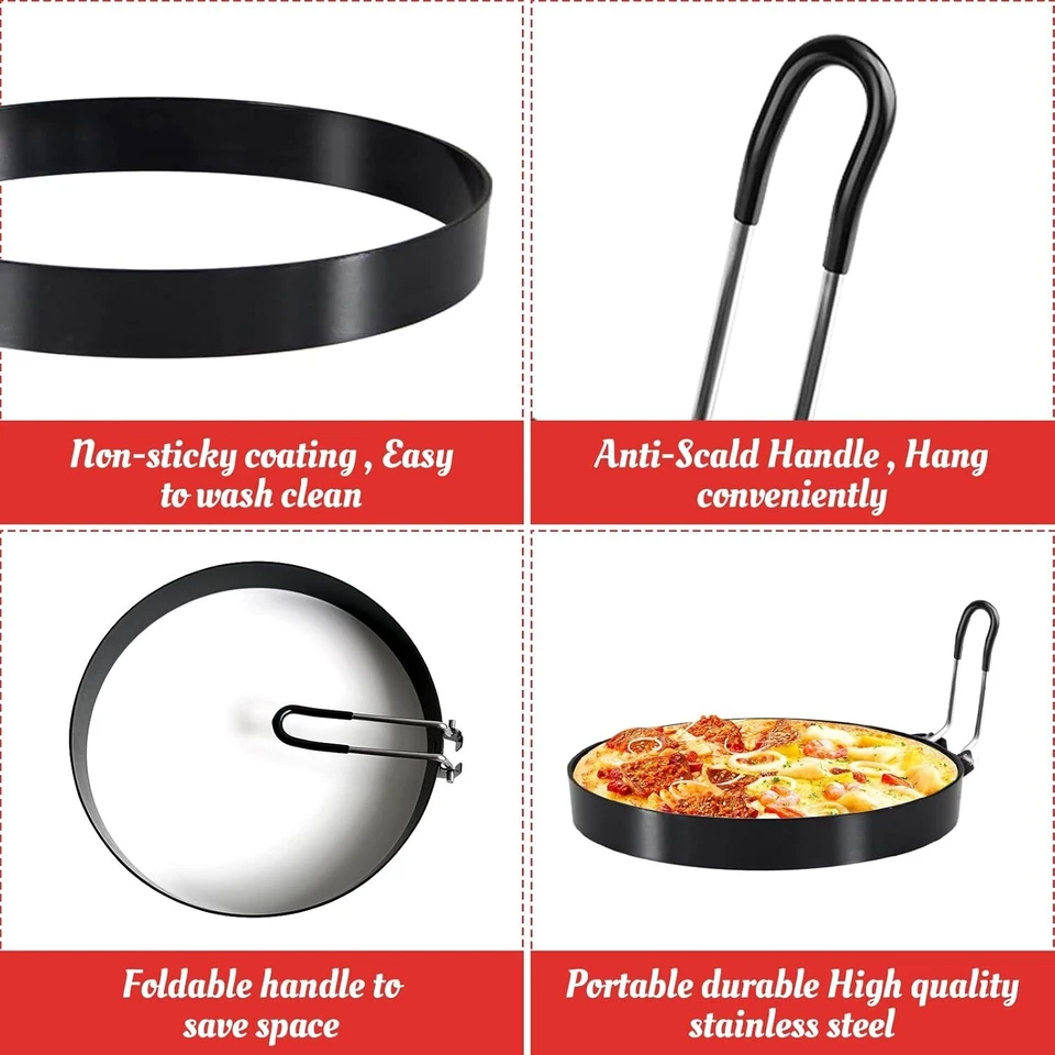 2件装6英寸煎蛋模具圆形蛋环用于煎蛋煎饼模具 — 第 2/4 张图片