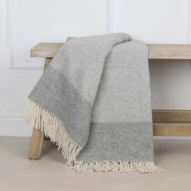 Biggie Best Grey Pure Wool Throw Blanket Chair Bed Sofa Throw BNWT eBay