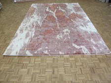10'1 x 14 Hand Knotted Salmon Modern Abstract Oriental Rug With Silk G9077