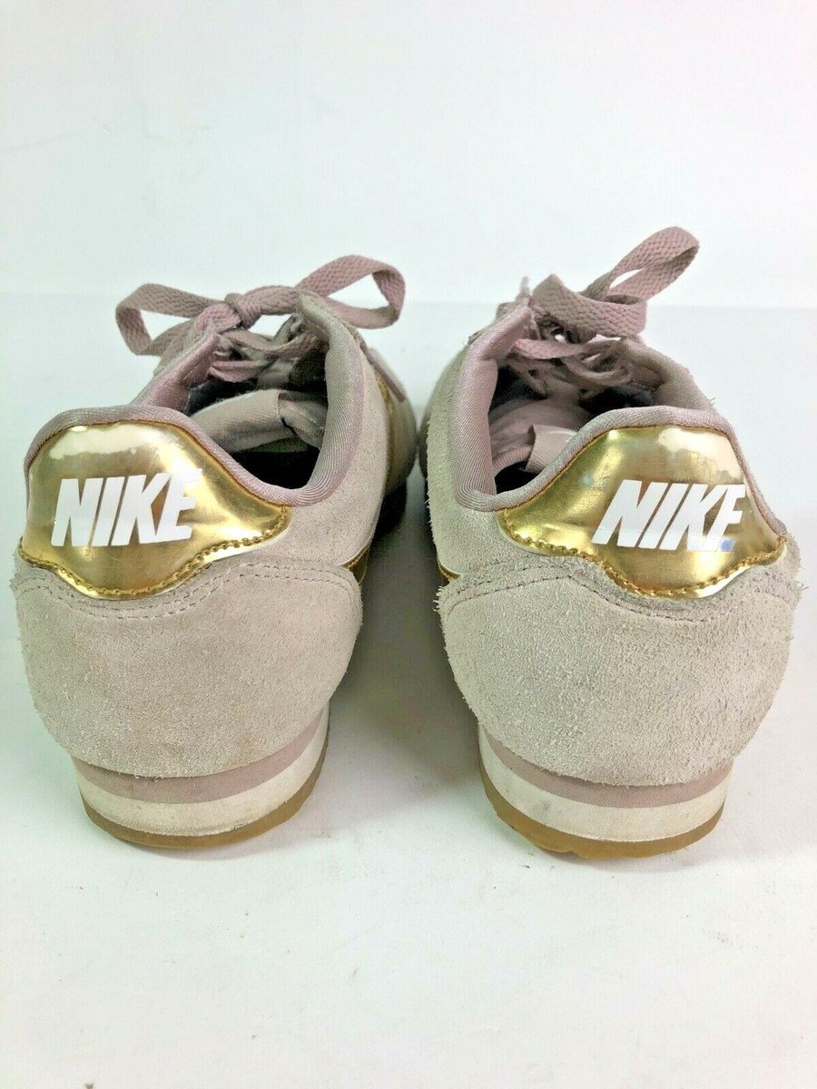 NIKE Womens Classic Cortez Sneakers Gray with Gold Swoosh 902856-204 Size