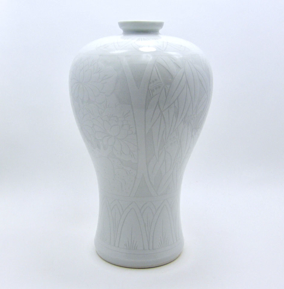 Jarrón botella Prunus antiguo/de colección coreano blanco Baekja hecho a mano aprox. 1925-1950 Foto 2 de 4