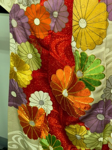 Japanese Vintage Kimono Furisode silk White Gorgeous Expensive Dirt Height 60in - Picture 10 of 23