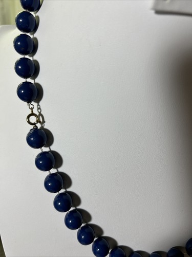 Japanese Plastic Blue Beaded Necklace 23” - Picture 5 of 6