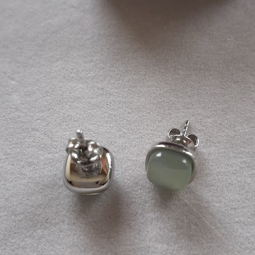 Schmuckset XEN aus Edelstahl mit Edelsteinen aus Chalcedon in grün und blau - Bild 6 von 9