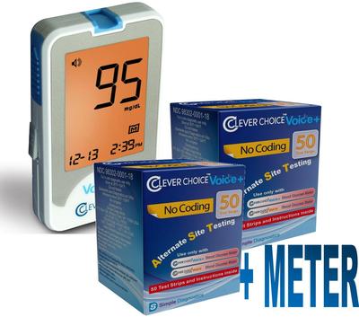 Clever Choice Auto-Code Voice HD Blood Glucose Meter Plus 100 Strips