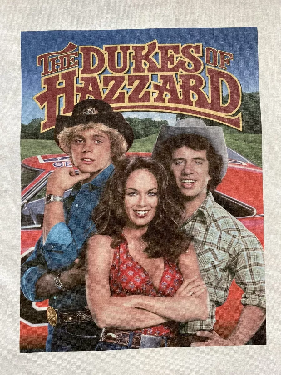 The Dukes Of Hazzard Quilt Block FABRIC MATERIAL Movie Daisy Bo Luke General Lee
