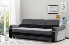 Grau Sofa Volta mit KunstlederSchlaffsofa Dreisitzersofa Wohnzimmersofa