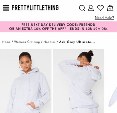 Pretty little thing Hoodie S oversize Hoodie ￼ UK