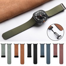 For Samsung Galaxy Watch Ultra 47mm Magnetic Leather Silicone Wrist Band Strap