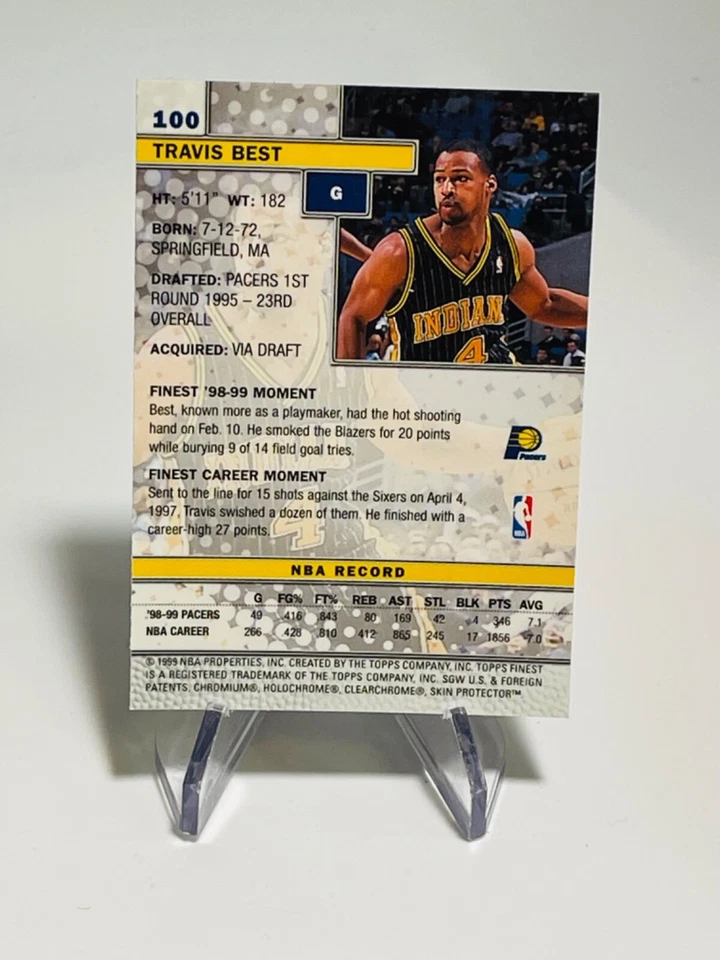 TRAVIS BEST 1999-00 Topps Finest  Pacers #100 - Image 2 of 2