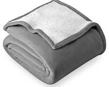 Bare Home Throw Sherpa Fleece Blanket Extra Soft Comfort NWT Gray