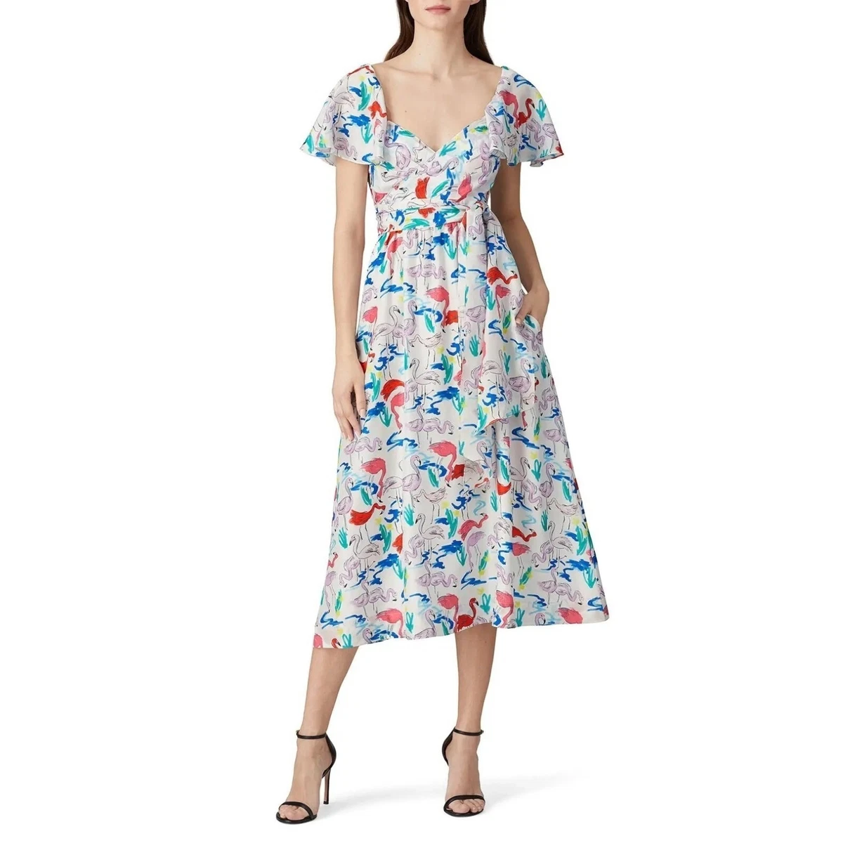 Tanya Taylor Teigan Dress in Flamingo White Multicolor 0 Womens