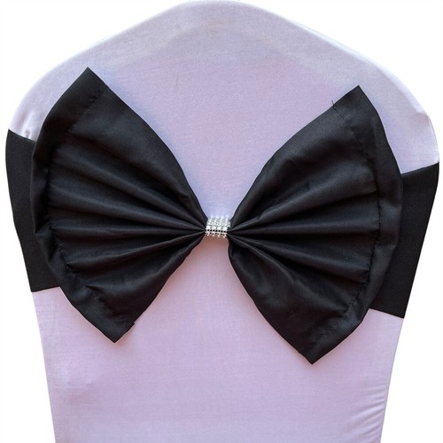 10 PCS Fan-shaped Big Bow Chair Sashes Elastic Cover Banquet Party Decor - Picture 2 of 14