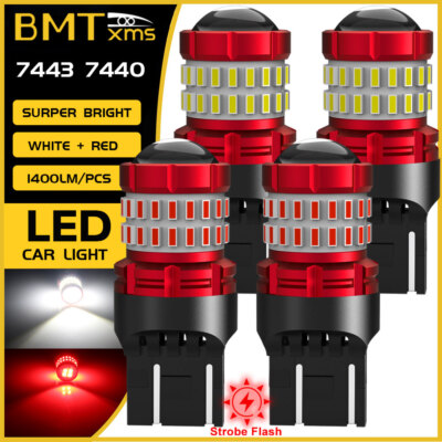 4X 7443 7440 LED Reverse Strobe Brake Tail Light For Subaru Forester 2009-2013