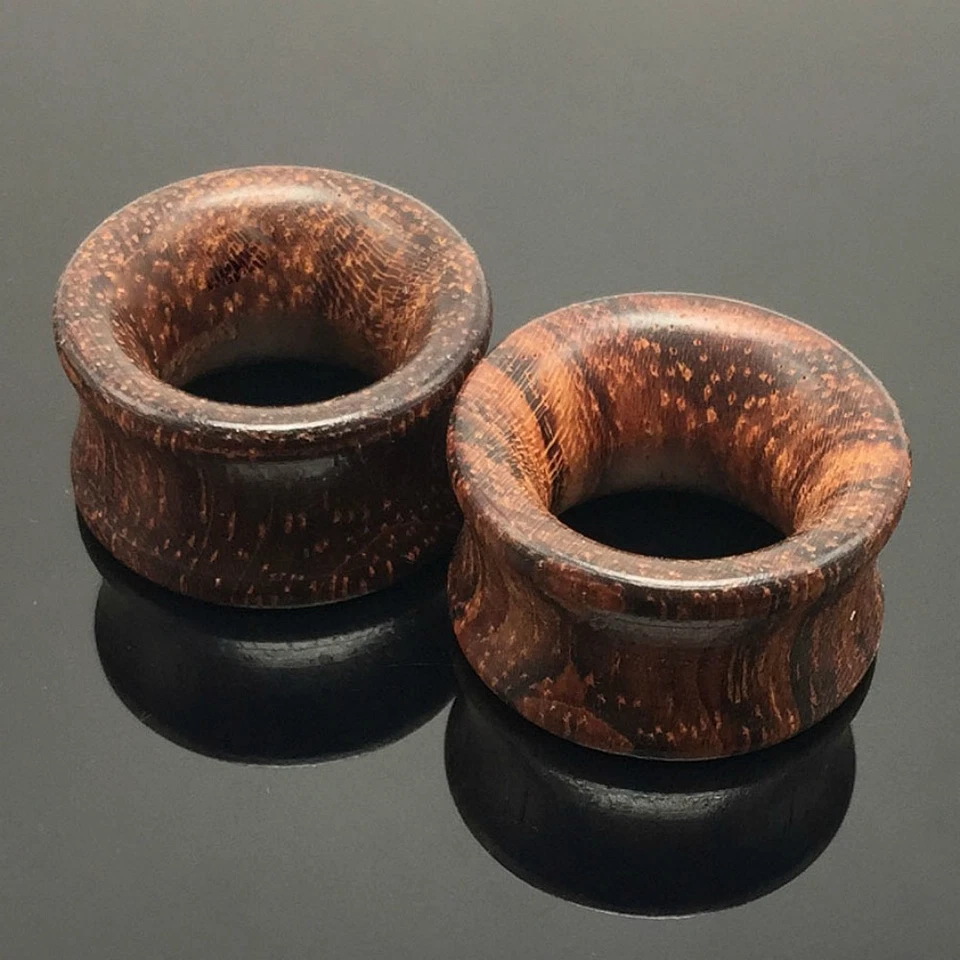 PAAR 6MM - 24MM HOLZ OHR TUNNEL ROTBRAUN NATUR PLUG ORGANIC PIERCING WOOD PLUGS - Bild 1 von 1