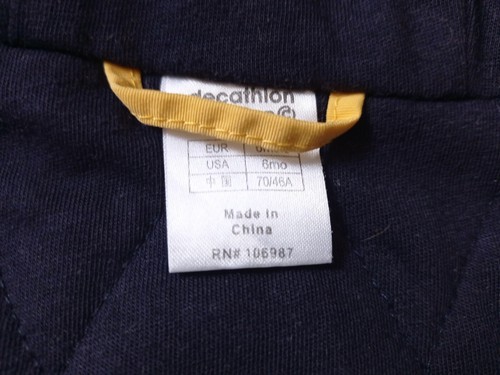 DECATHLON Gefütterte Wetter-Jacke Kapuze 74/80 gelb dunkelblaues Steppfutter RV - Bild 16 von 18