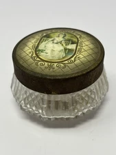 LGlass Vanity  Cosmetic Jar - with Victorian Style Lids