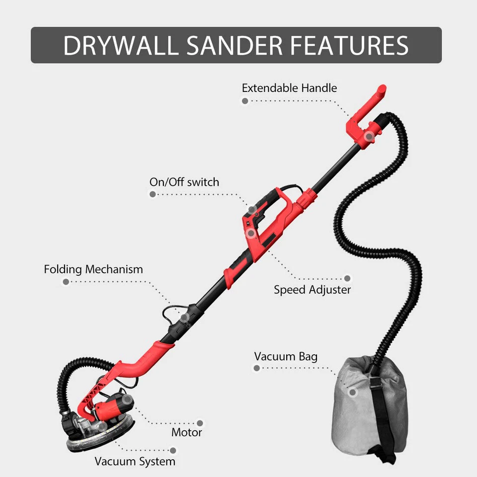 POWER PRO 1850 -Foldable 750W Electric Variable Speed Drywall Sander with LED - Image 2 of 4