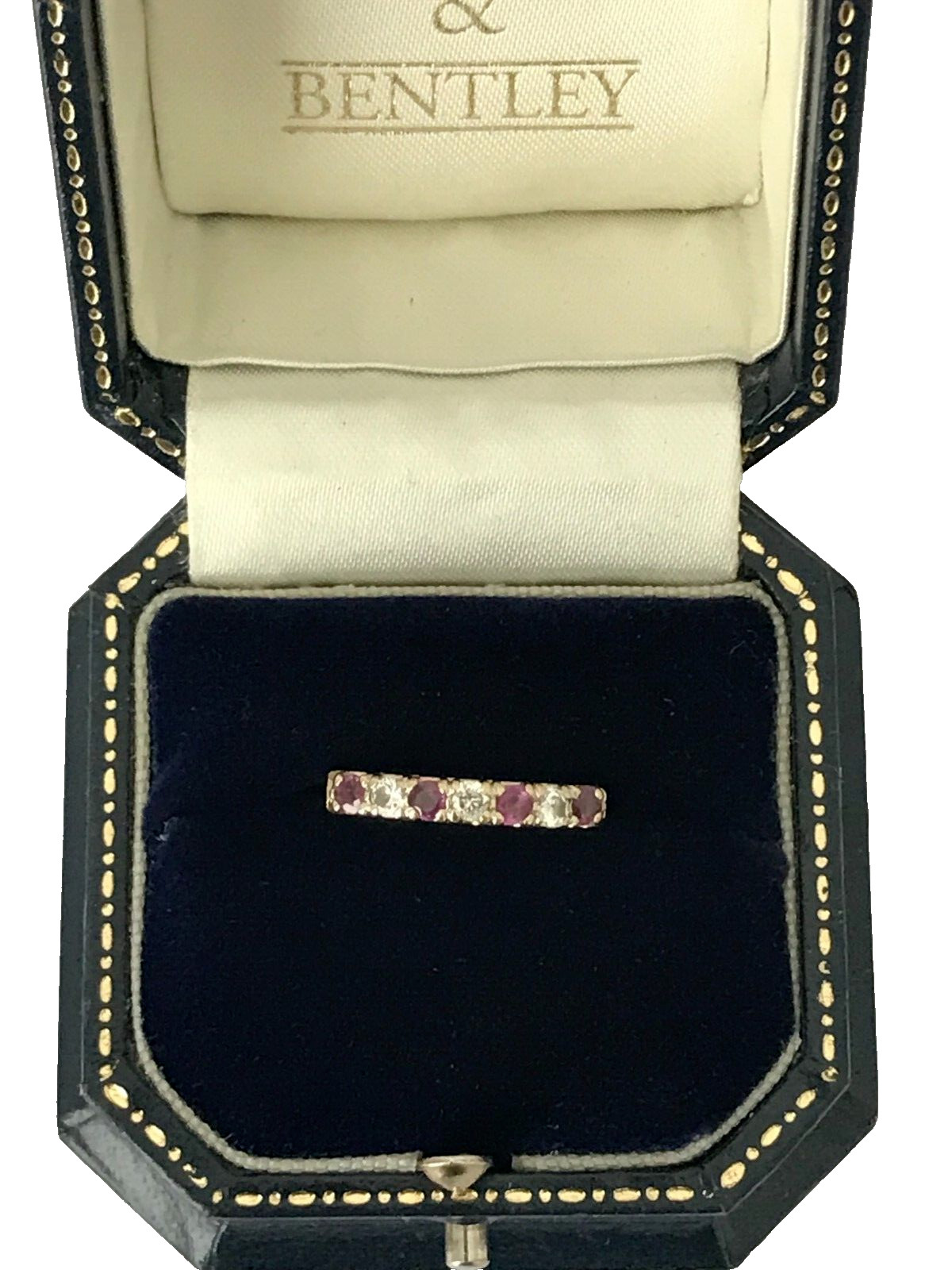 1990 Ruby Ring 9ct Gold Vintage Ruby & Cubic Zirc… - image 1